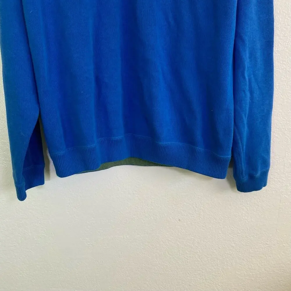 Tommy Bahama Reversible Blue Green Quarter Zip Sweater Size L